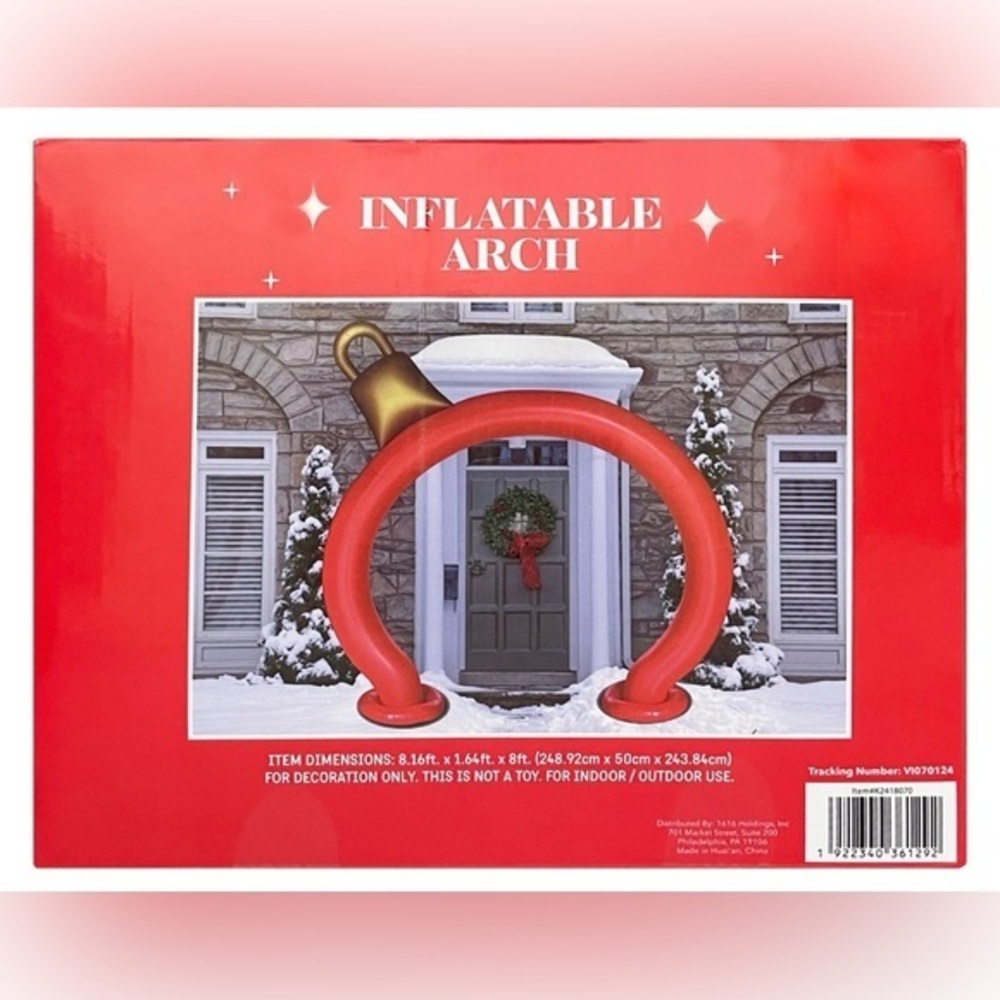 Inflatable Holiday Ornament Arch - Red Christmas decoration indoor outdoor